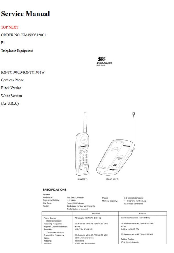 KX-TC1000B, KX-TC1001W